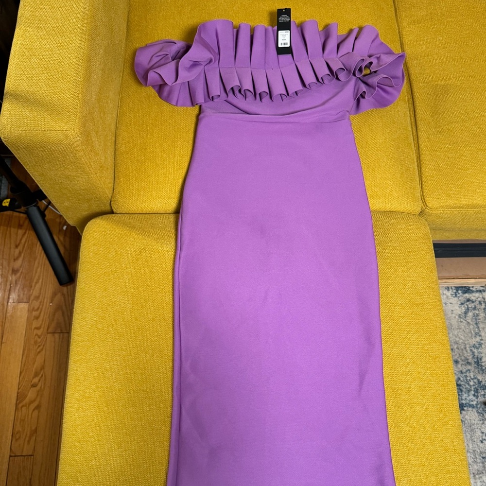 Purple Ruffle Midi Dress